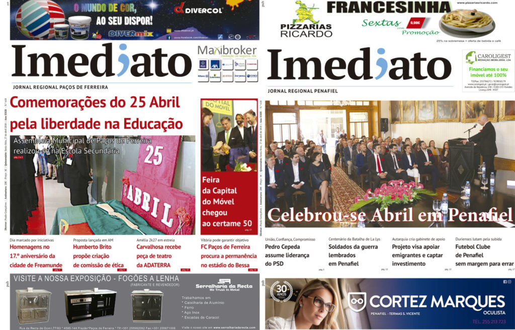 Edição de 27 de abril do Jornal IMEDIATO 1 capas e1524847076484