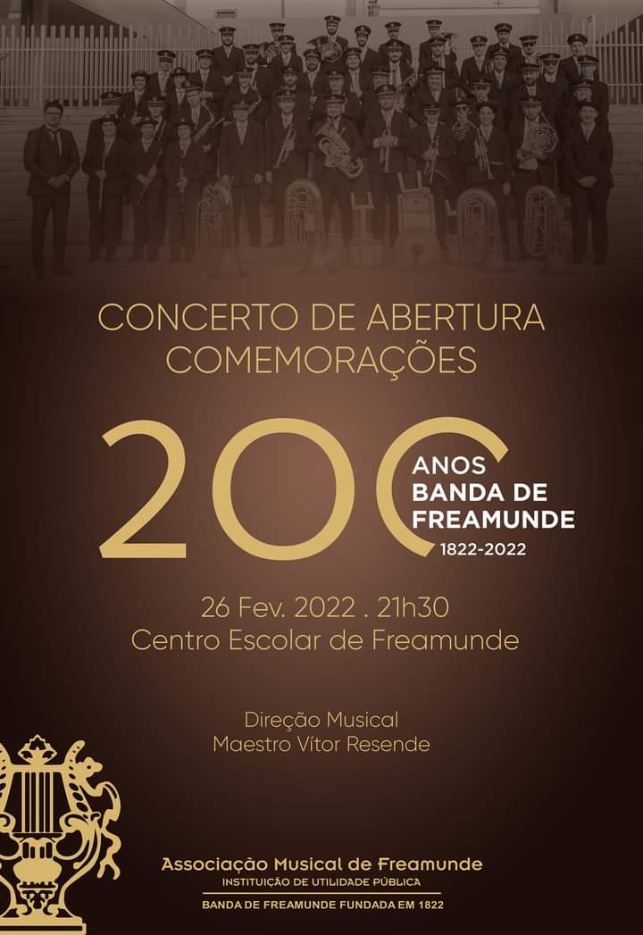Cartaz Concerto Abertura 200 anos Banda de Freamunde 26 02 2022