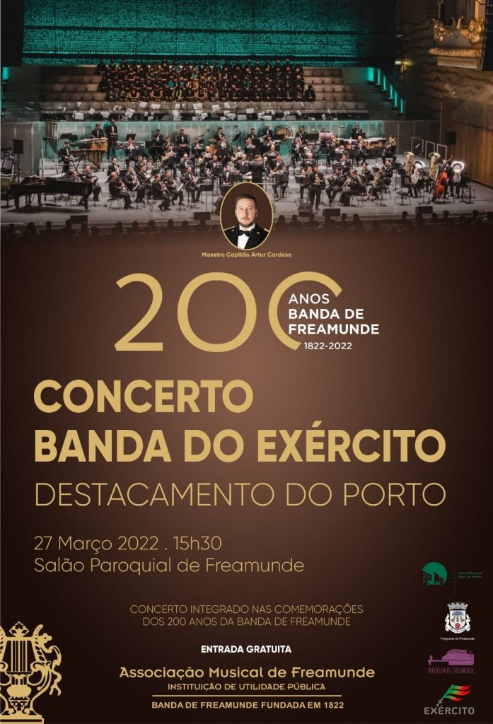 Cartaz Concerto da Banda do Exercito Destacamento do Porto 27 marco 2022