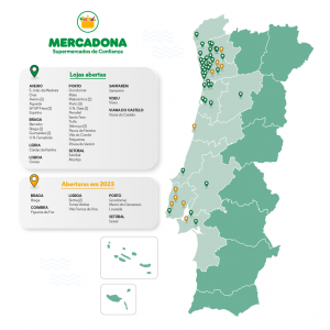 Mapa Expansao Mercadona Portugal 2023