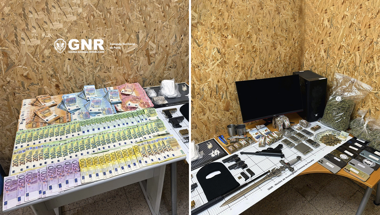 Megaoperação da GNR desmantela rede de tráfico no Grande Porto: 15 detidos e milhares de doses apreendidas 3 GNR apreensao